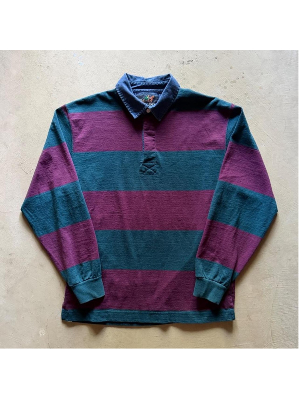 vintage 90s lands end collegiate varsity striped rugby shirt